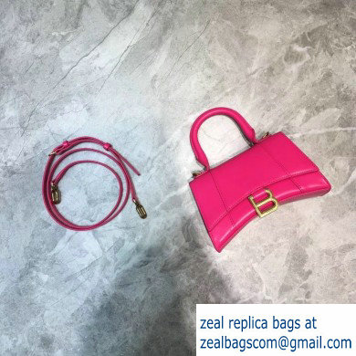 Balenciaga Hourglass XS Top Handle Bag Fuchsia/Gold - Click Image to Close