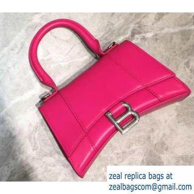 Balenciaga Hourglass XS Top Handle Bag Fuchsia/Silver