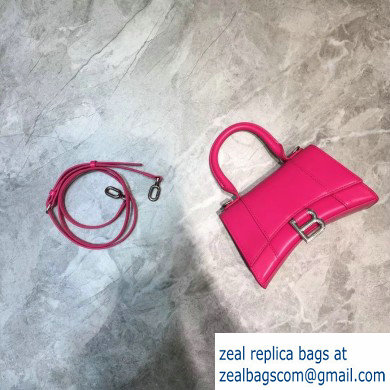Balenciaga Hourglass XS Top Handle Bag Fuchsia/Silver