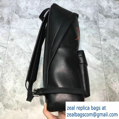 Balenciaga Lambskin Explorer Backpack Bag Black/Front Red Logo - Click Image to Close