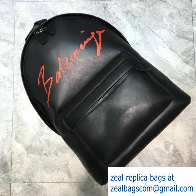 Balenciaga Lambskin Explorer Backpack Bag Black/Front Red Logo