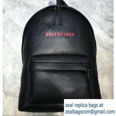 Balenciaga Lambskin Explorer Backpack Bag Black/Red Logo - Click Image to Close