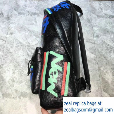 Balenciaga Lambskin Explorer Backpack Bag Graffiti Black/Multicolor