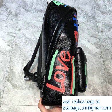 Balenciaga Lambskin Explorer Backpack Bag Graffiti Black/Multicolor