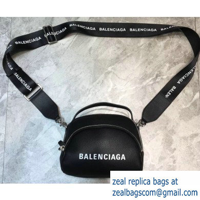 Balenciaga Logo Calfskin Camera Small Bag Black