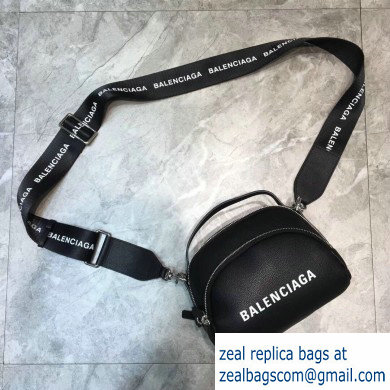 Balenciaga Logo Calfskin Camera Small Bag Black - Click Image to Close