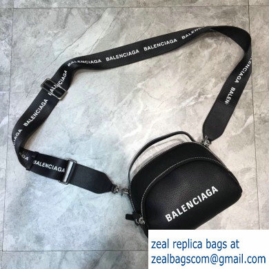 Balenciaga Logo Calfskin Camera Small Bag Black