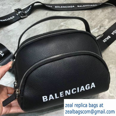 Balenciaga Logo Calfskin Camera Small Bag Black