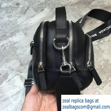 Balenciaga Logo Calfskin Camera Small Bag Black