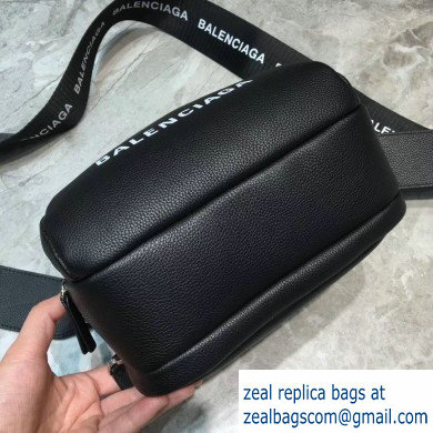 Balenciaga Logo Calfskin Camera Small Bag Black - Click Image to Close