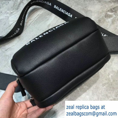 Balenciaga Logo Calfskin Camera Small Bag Black