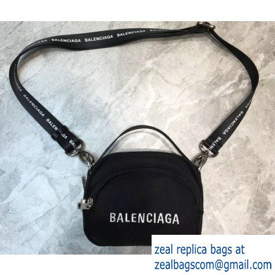 Balenciaga Logo Canvas Camera Mini Bag Black