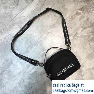 Balenciaga Logo Canvas Camera Mini Bag Black