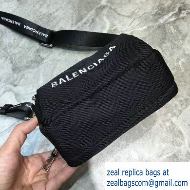 Balenciaga Logo Canvas Camera Mini Bag Black - Click Image to Close