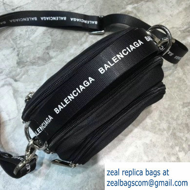 Balenciaga Logo Canvas Camera Mini Bag Black