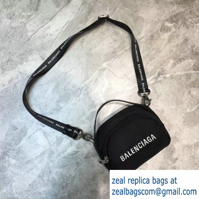 Balenciaga Logo Canvas Camera Mini Bag Black - Click Image to Close