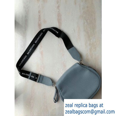 Balenciaga Logo Crossbody Bag with Canvas Strap Baby Blue