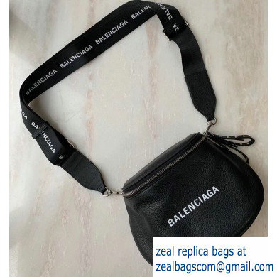 Balenciaga Logo Crossbody Bag with Canvas Strap Black - Click Image to Close