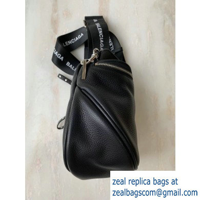 Balenciaga Logo Crossbody Bag with Canvas Strap Black