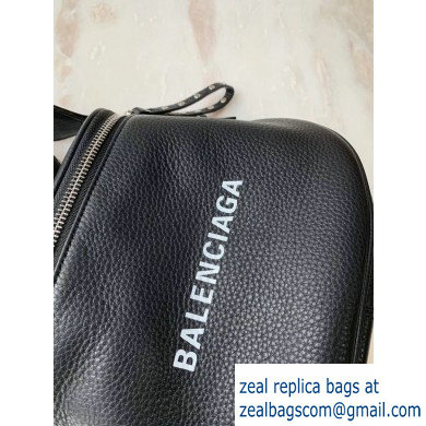 Balenciaga Logo Crossbody Bag with Canvas Strap Black