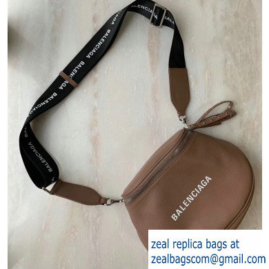 Balenciaga Logo Crossbody Bag with Canvas Strap Camel