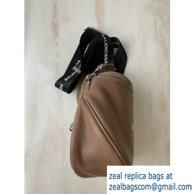 Balenciaga Logo Crossbody Bag with Canvas Strap Camel