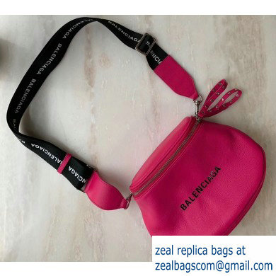 Balenciaga Logo Crossbody Bag with Canvas Strap Fuchsia