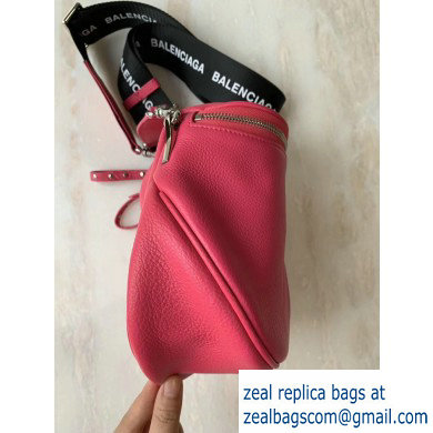 Balenciaga Logo Crossbody Bag with Canvas Strap Fuchsia