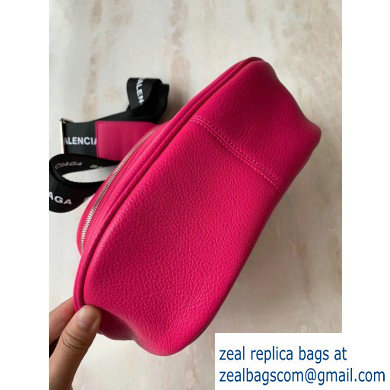 Balenciaga Logo Crossbody Bag with Canvas Strap Fuchsia