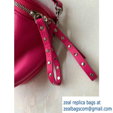 Balenciaga Logo Crossbody Bag with Canvas Strap Fuchsia