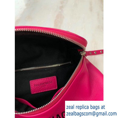 Balenciaga Logo Crossbody Bag with Canvas Strap Fuchsia