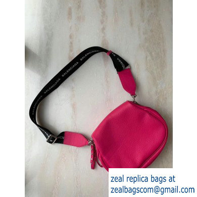 Balenciaga Logo Crossbody Bag with Canvas Strap Fuchsia