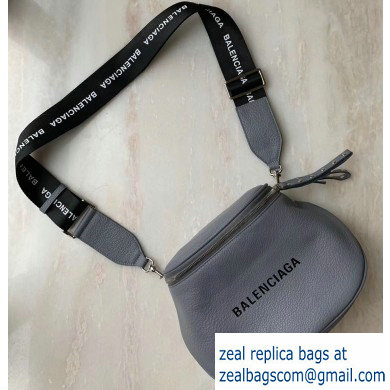 Balenciaga Logo Crossbody Bag with Canvas Strap Gray