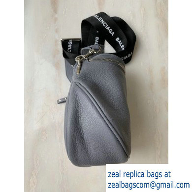 Balenciaga Logo Crossbody Bag with Canvas Strap Gray