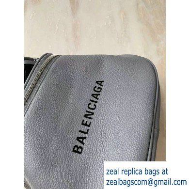 Balenciaga Logo Crossbody Bag with Canvas Strap Gray