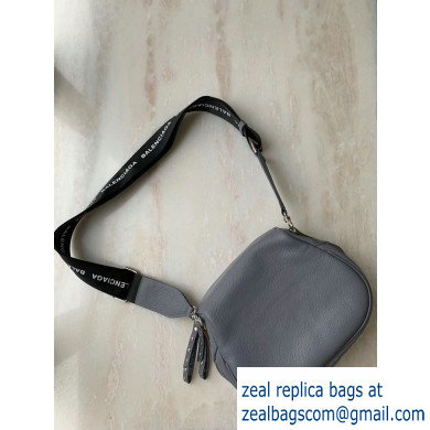 Balenciaga Logo Crossbody Bag with Canvas Strap Gray
