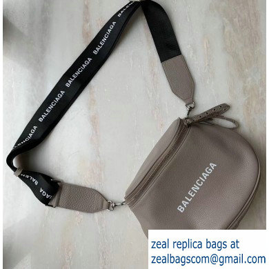 Balenciaga Logo Crossbody Bag with Canvas Strap Light Gray