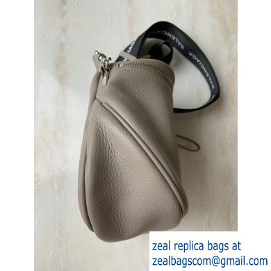 Balenciaga Logo Crossbody Bag with Canvas Strap Light Gray