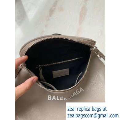 Balenciaga Logo Crossbody Bag with Canvas Strap Light Gray