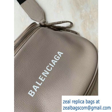 Balenciaga Logo Crossbody Bag with Canvas Strap Light Gray