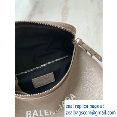 Balenciaga Logo Crossbody Bag with Canvas Strap Light Gray