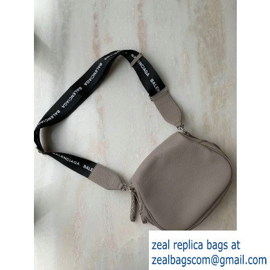 Balenciaga Logo Crossbody Bag with Canvas Strap Light Gray - Click Image to Close