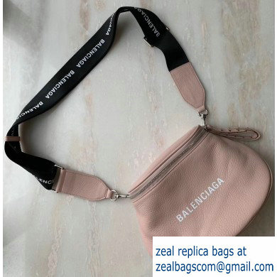 Balenciaga Logo Crossbody Bag with Canvas Strap Light Pink