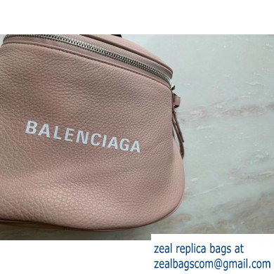 Balenciaga Logo Crossbody Bag with Canvas Strap Light Pink