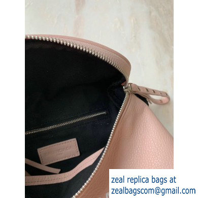 Balenciaga Logo Crossbody Bag with Canvas Strap Light Pink