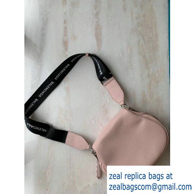 Balenciaga Logo Crossbody Bag with Canvas Strap Light Pink