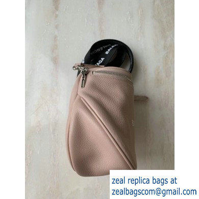 Balenciaga Logo Crossbody Bag with Canvas Strap Light Pink