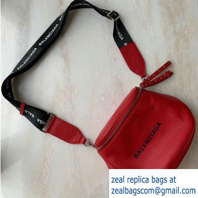 Balenciaga Logo Crossbody Bag with Canvas Strap Red