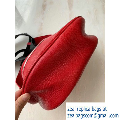 Balenciaga Logo Crossbody Bag with Canvas Strap Red