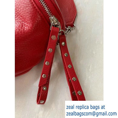 Balenciaga Logo Crossbody Bag with Canvas Strap Red